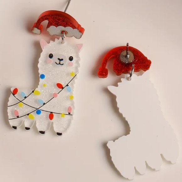 3/$12~Alpaca/Christmas Lights Earrings - Picture 2 of 3